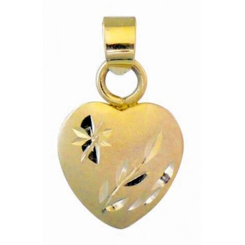 Pendentif en or 10K, coeur avec gravure