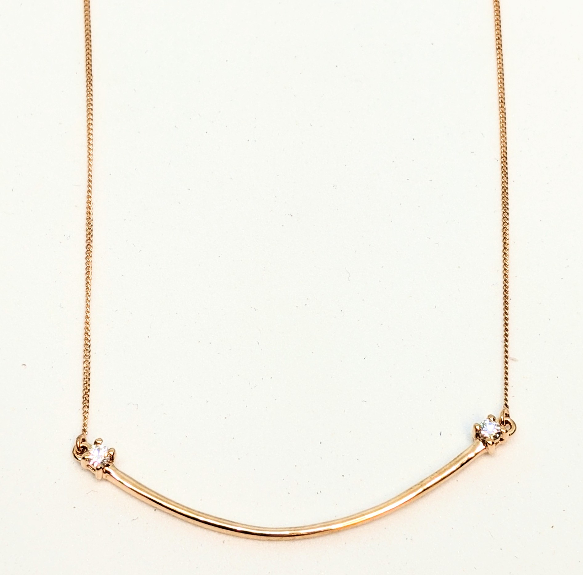 Pendentif or 10K, 2 diamants pour 10 points total, tige