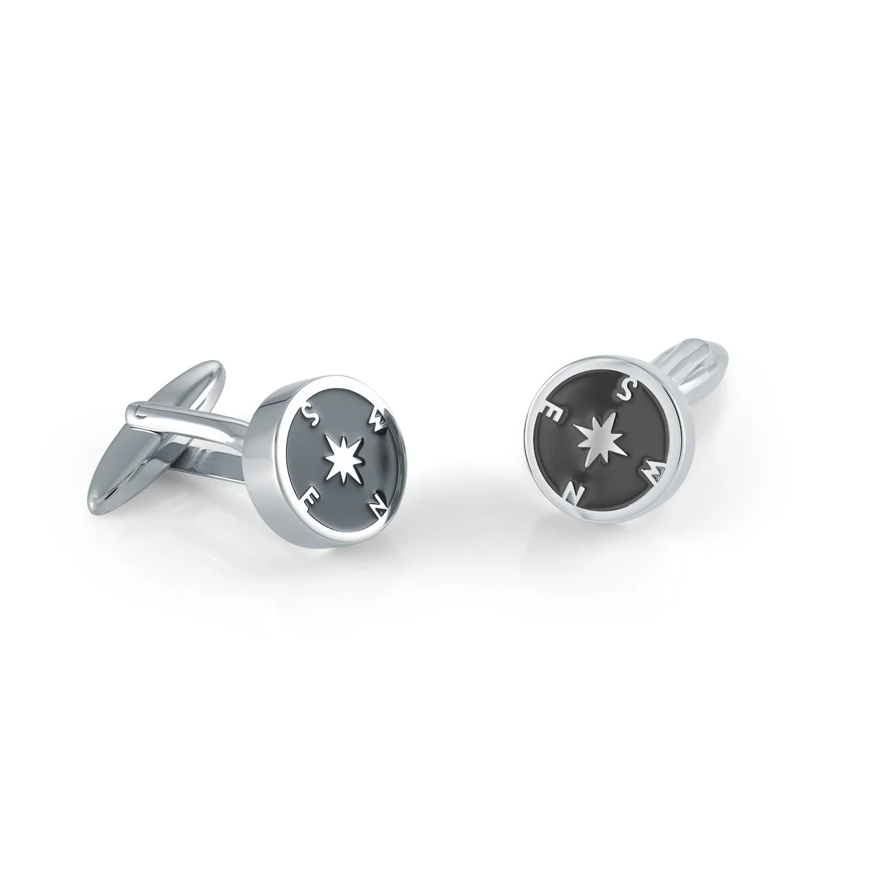 Boutons de manchettes pour homme en stainless, rose des vents - CL56 - Italgem
