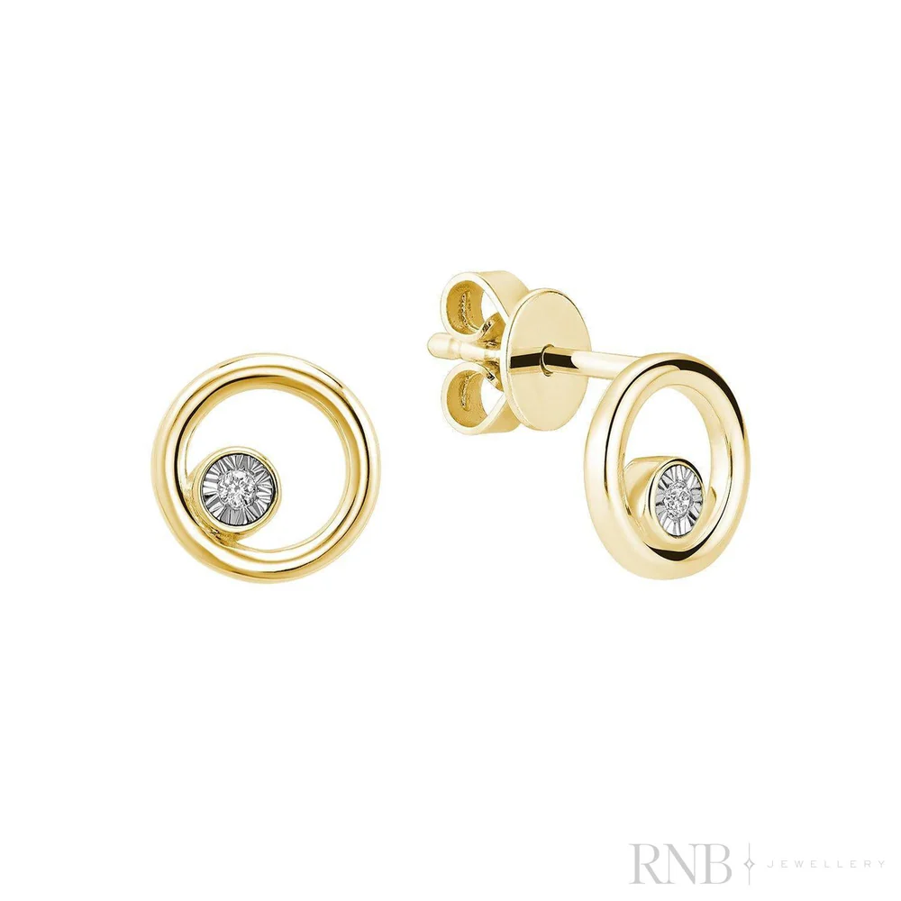Boucles d'oreilles pour femme en or 10k, 2 diamants I-1 HI pour 0.02 carat - 13-0410ILR2Y - RNB