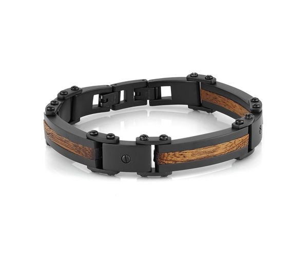 Bracelet homme, stainless/bois