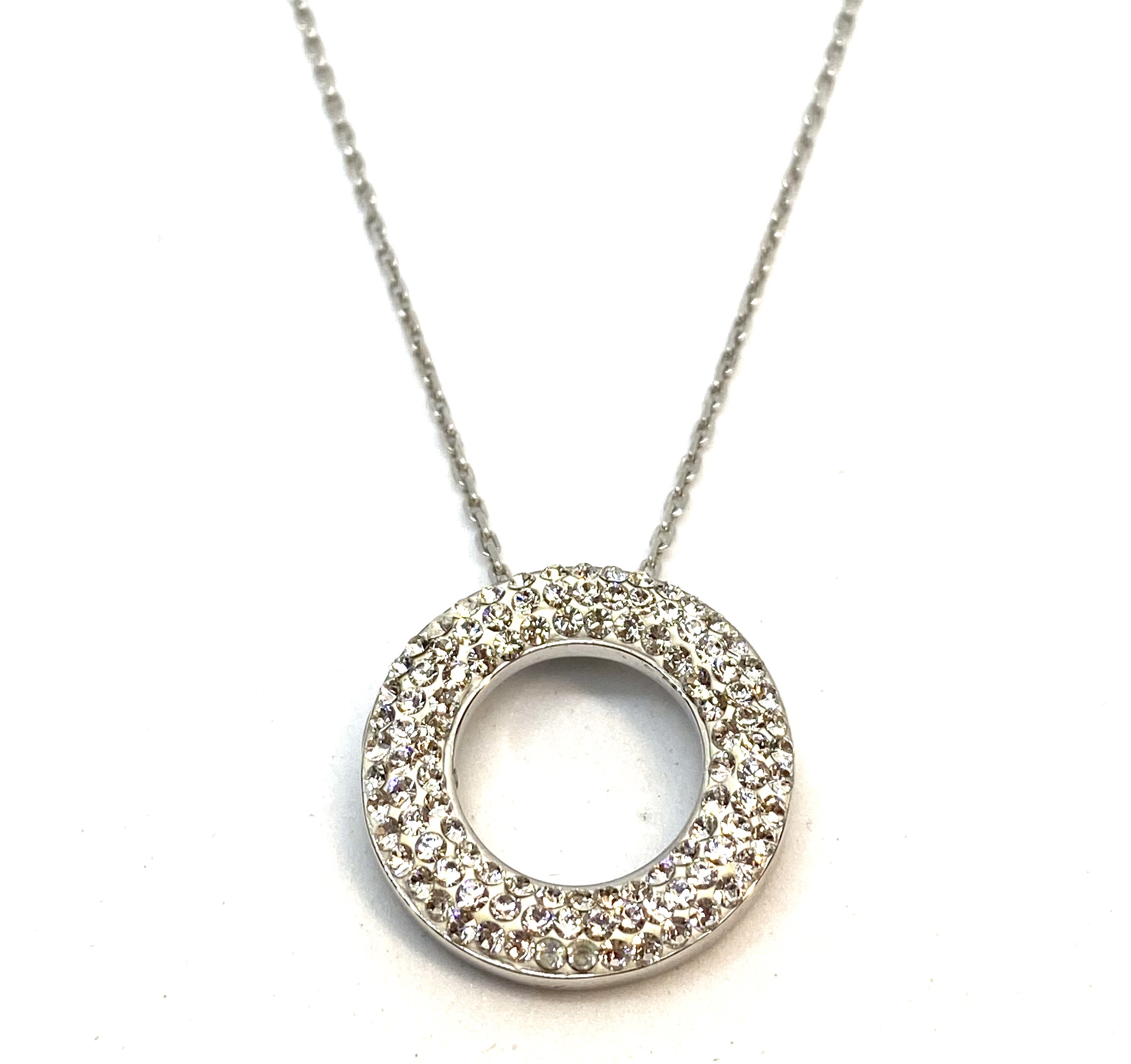 Pendentif pour femme en argent 925, cercle garni de zircons