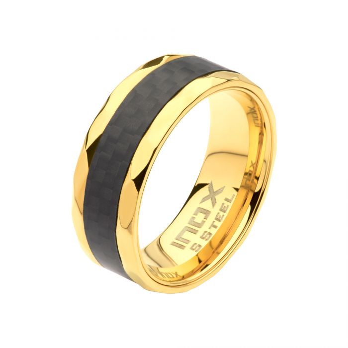 Bague pour homme en stainless et fibre de carbone