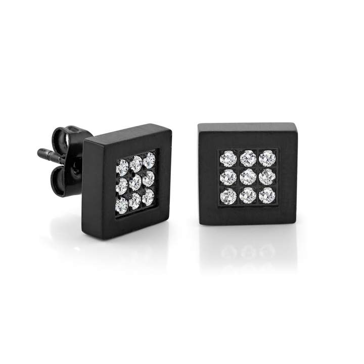 Boucles d'oreilles en stainless, 9 zircons