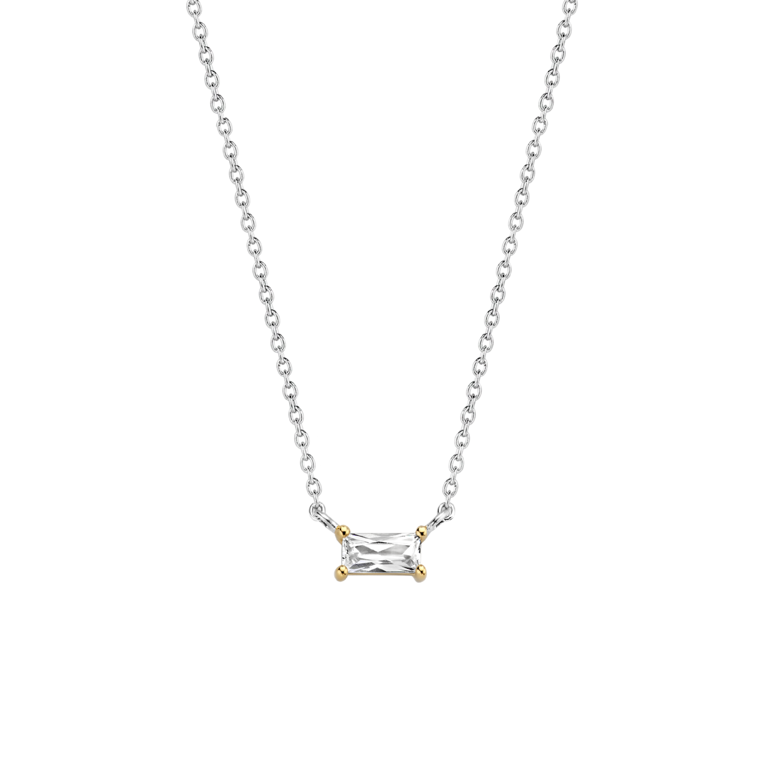 Pendentif pour femme en argent 925, zircon coupe baguette