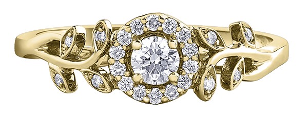 Bague pour femme en or 10k canadien, 27 diamants canadien I1 G pour 0.257 carat (1 pour 0.146 + 14 pour 0.075 + 12 pour 0.036) - 30928/25-10 - Corona