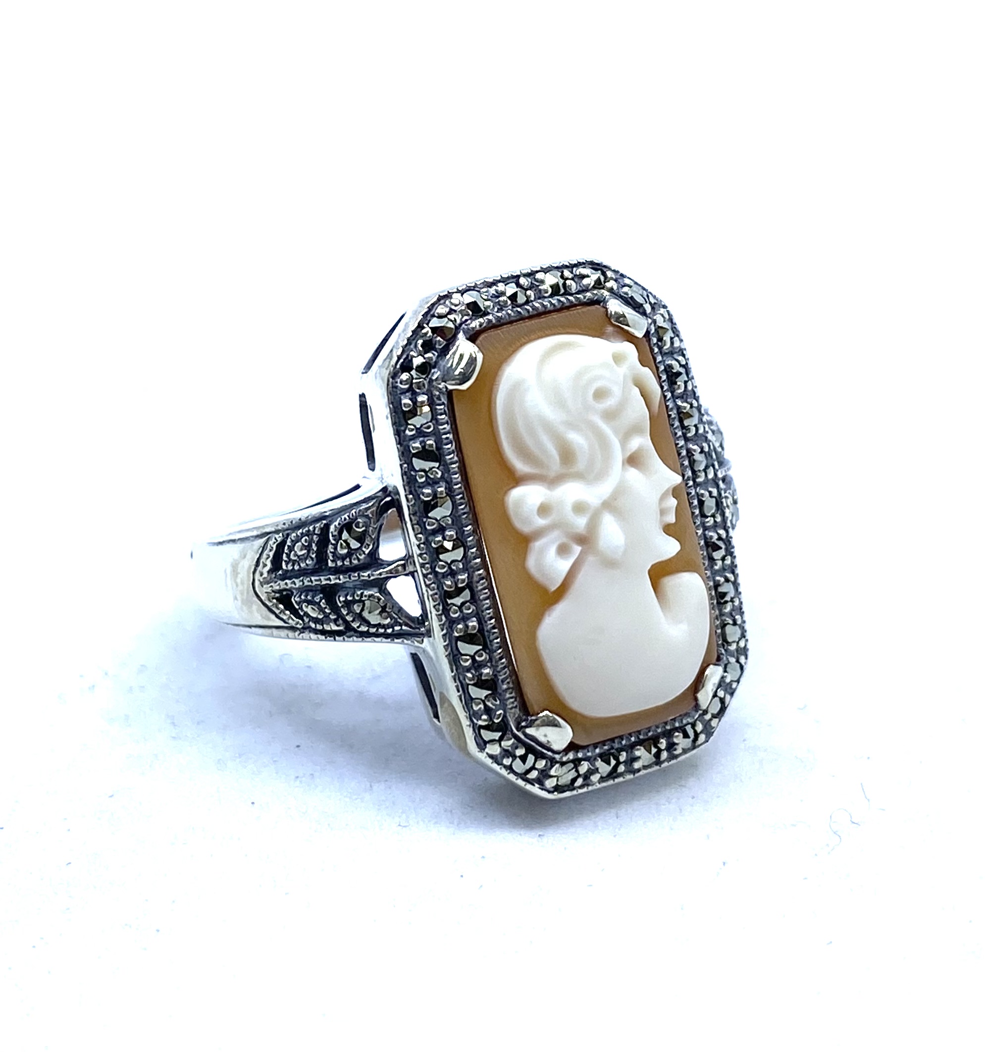Bague pour femme en argent 925, camée