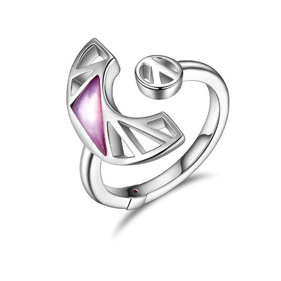 Bague argent 925, formes triangles, ouverte