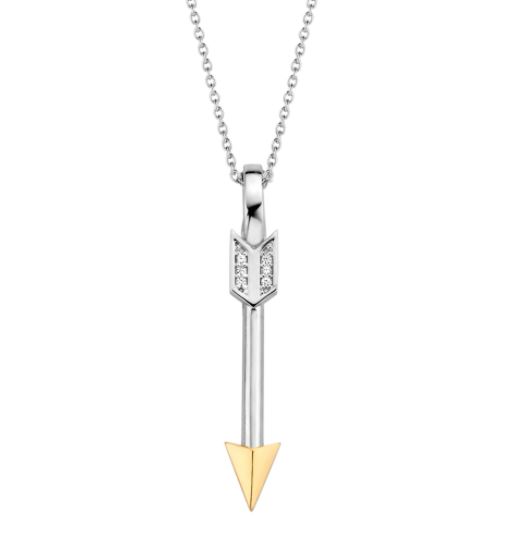 Pendantif argent 925, flèche recouverte de 6 pierres