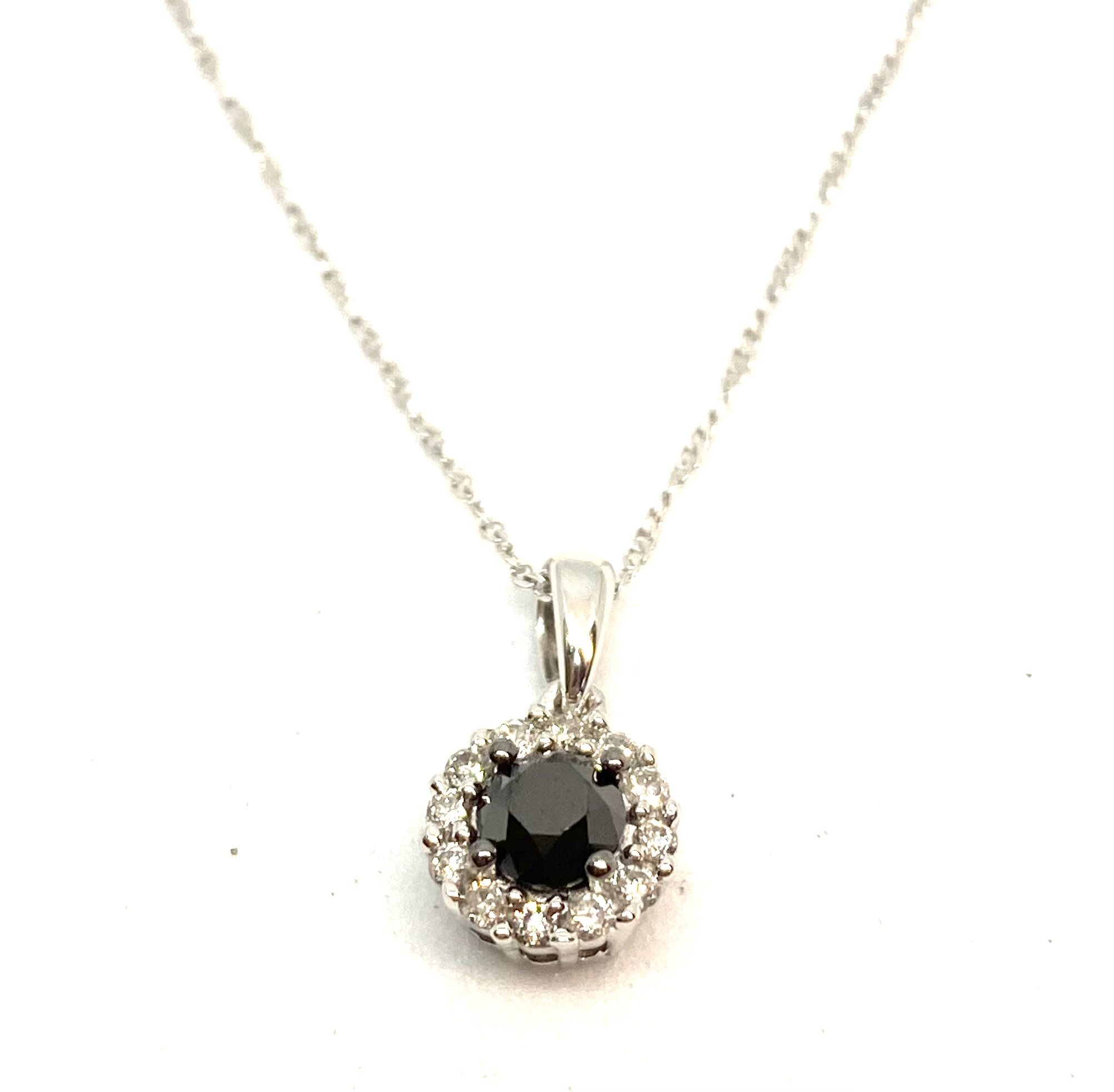 Pendentif pour femme en or 14K, 12 diamants pour 0.12 carat, 1 saphir 4mm