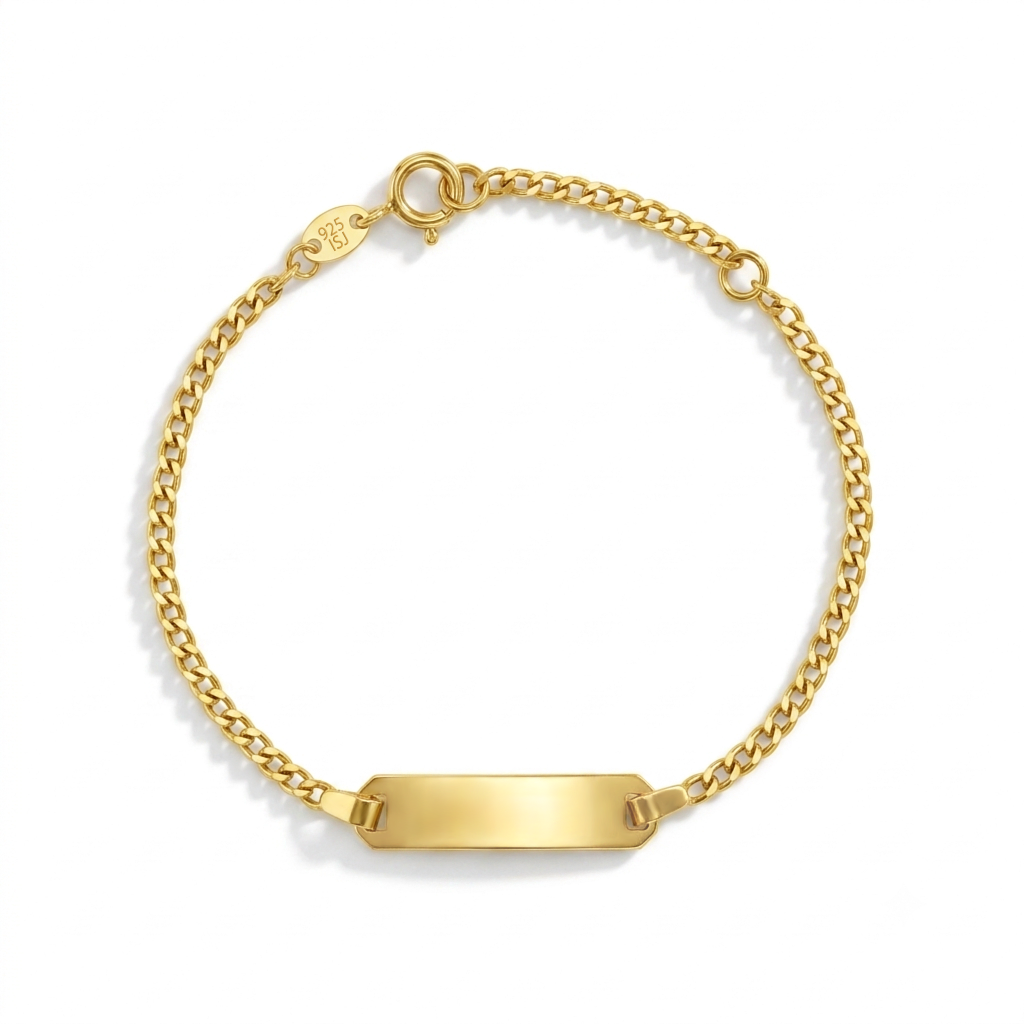 Bracelet pour enfant en argent 925, plaque gravable - GP-02-00211 - In Season Jewelry