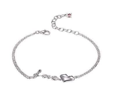 Bracelet pour femme en argent 925, love, coeur