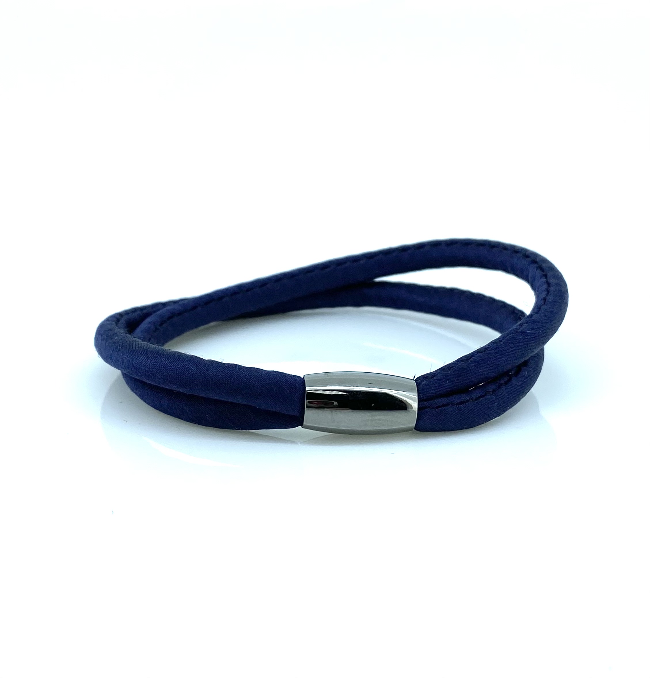 Bracelet double pour femme en soie et stainless