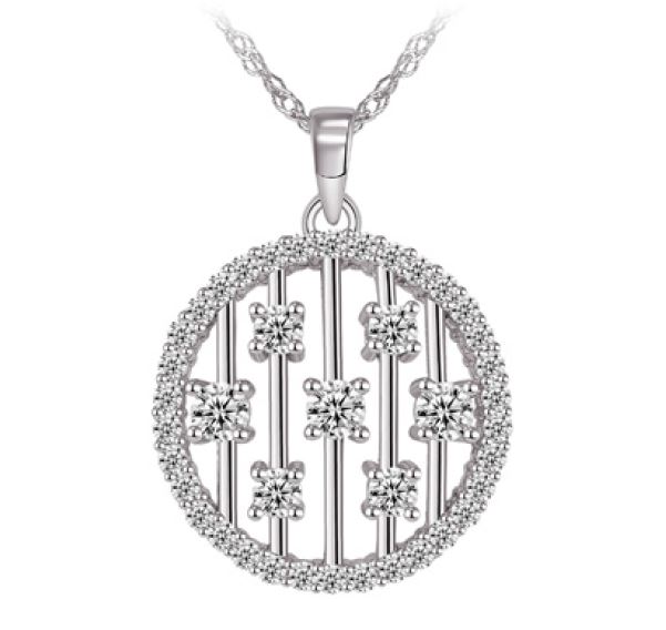 Pendantif argent 925, médaillon garni de pierres