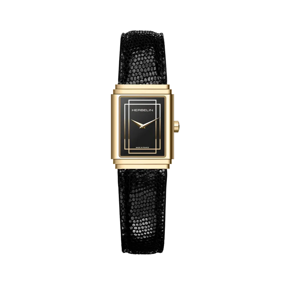 Montre pour femme en stainless, bracelet de cuir, mouvement suisse, verre saphir - 17577P04N - Michel Herbelin