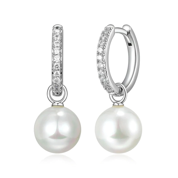 Boucles d'oreilles pour femme en argent 925, perles, zircons