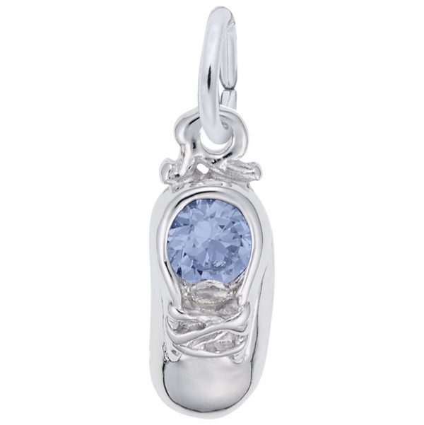 Pendentif en argent 925, soulier, pierre de naissance