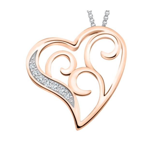Pendentif or 10K, coeur, 1.5 points de diamant total