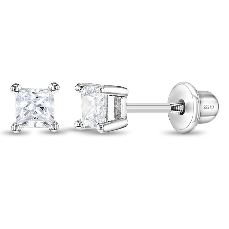 Boucles d'oreilles vissées pour enfant en argent 925, cubic zirconium - SS-03-00512 - In Season Jewelry