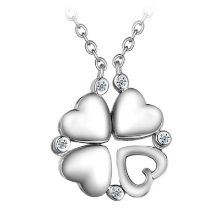 Pendantif argent 925, 4 coeurs, 2 colliers en 1