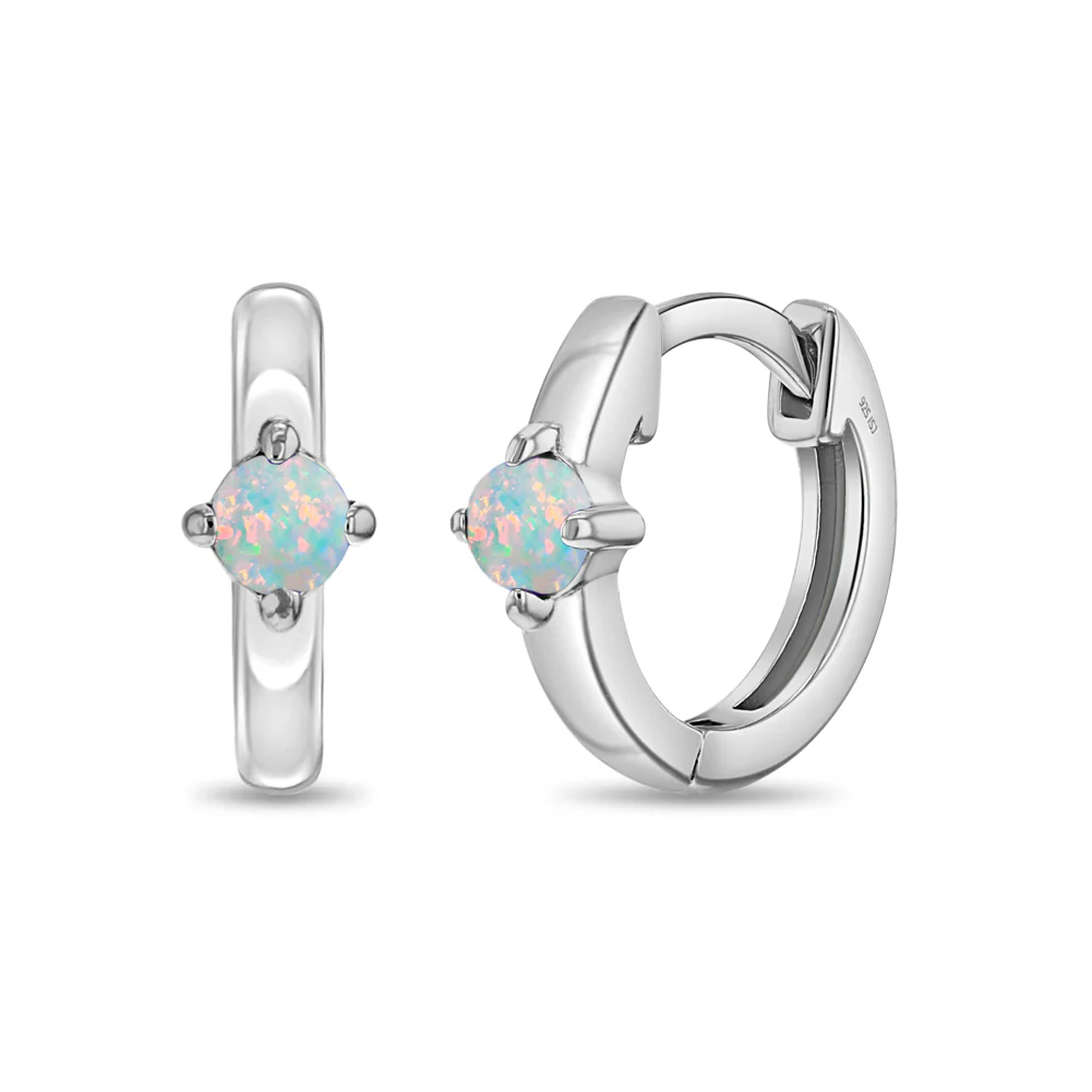 Boucles d'oreilles pour enfant en argent 925, opales - SS-03-01065 - In Season Jewelry