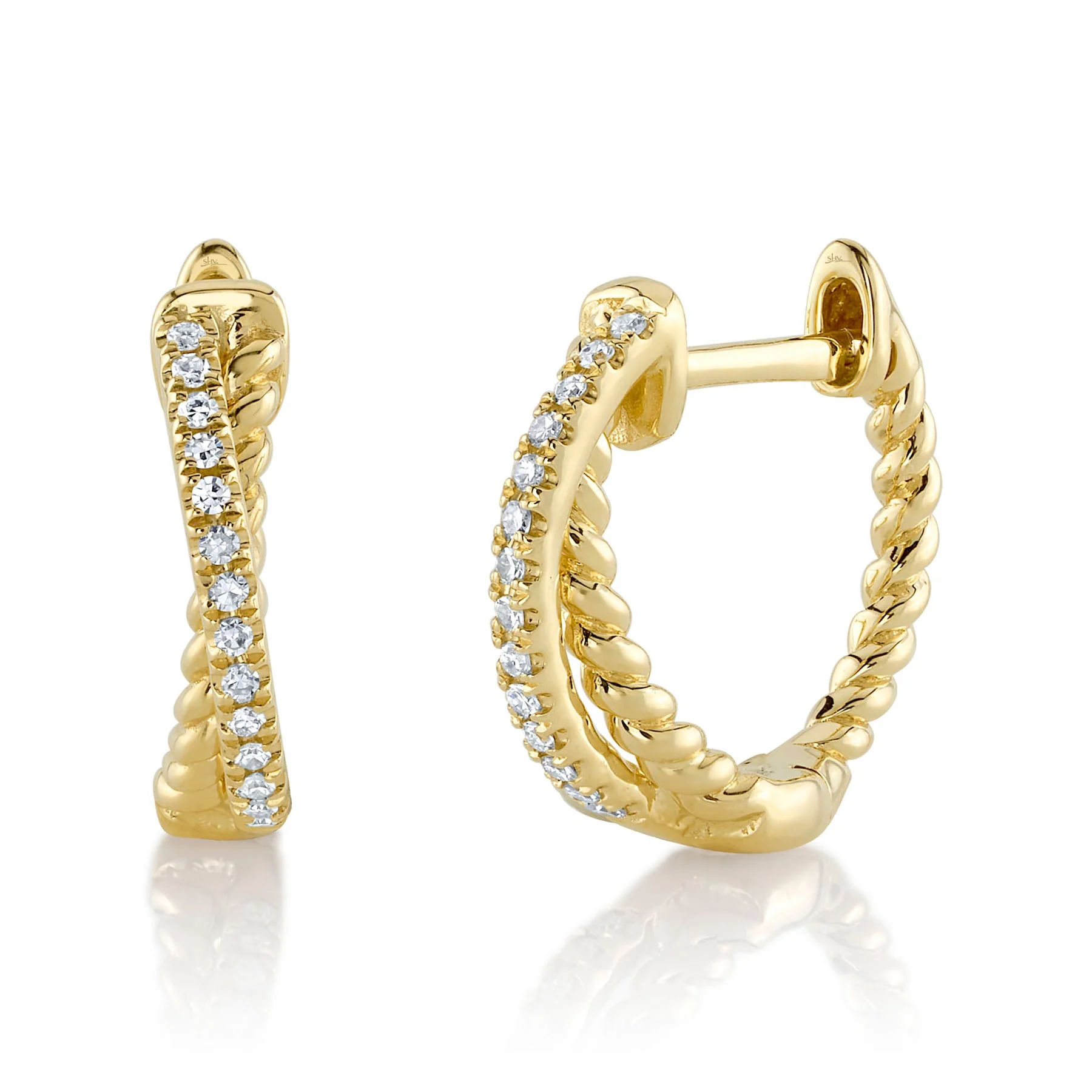 Boucles d'oreilles pour femme en or 14k, 0.06 carat de diamants SI - SC55024714 - Shy Creations