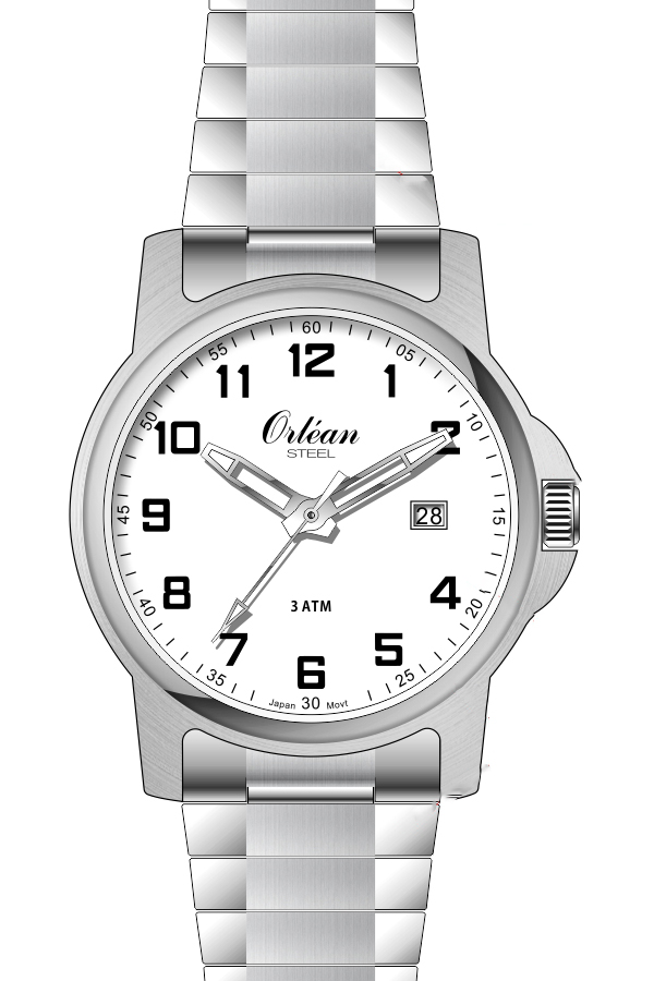 Montre pour homme en stainless, bracelet élastique, 3ATM - ME3171 - Orléan