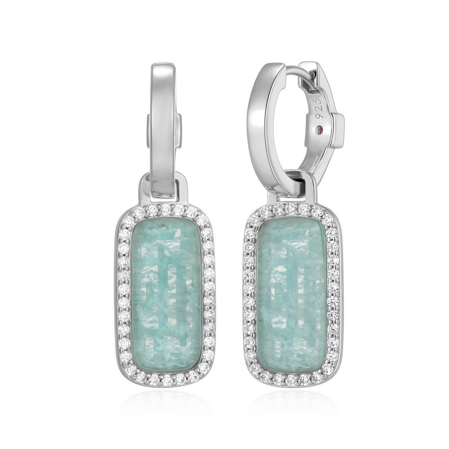 Boucles d'oreilles pour femme en argent 925, cubic zirconium, amazonite - R2LCU4GU9F - ELLE
