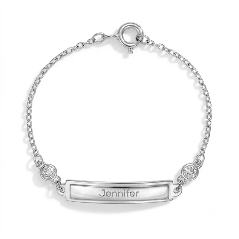 Bracelet pour enfant en argent 925, plaque gravable - SS-02-00036 - In Season Jewelry
