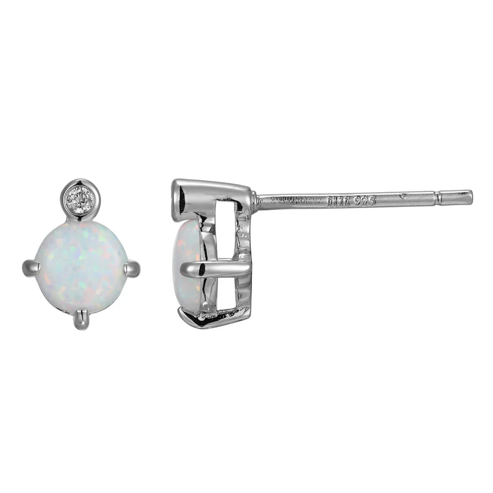 Boucles d'oreilles pour femme en argent 925, opales, diamants laboratoires - R2LCQ93958 - ELLE