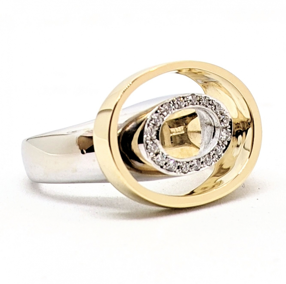 Bague or 14K, 10 diamants pour 0.16 carat total. - R3207 - RMR
