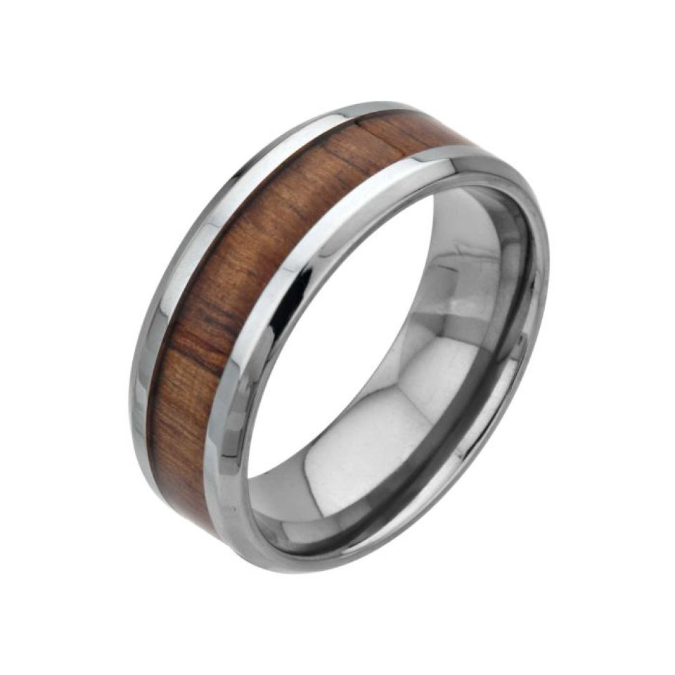 Jonc pour homme en titanium et bois - FRTW02-09 - Inox