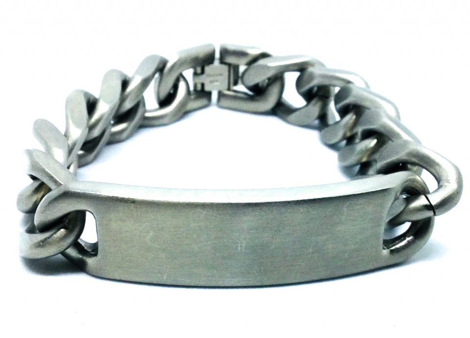 Bracelet homme, stainless, gourmette, plaque d'identité - XB1028 - 