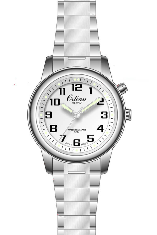 Montre pour femme en stainless, bracelet élastique, 3ATM, lumière - ME3644 - Orléan