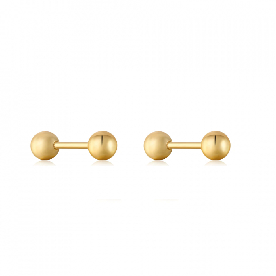 Boucles d'oreilles vissées pour femme en argent 925, boule unie - E035-02G - Ania Haie