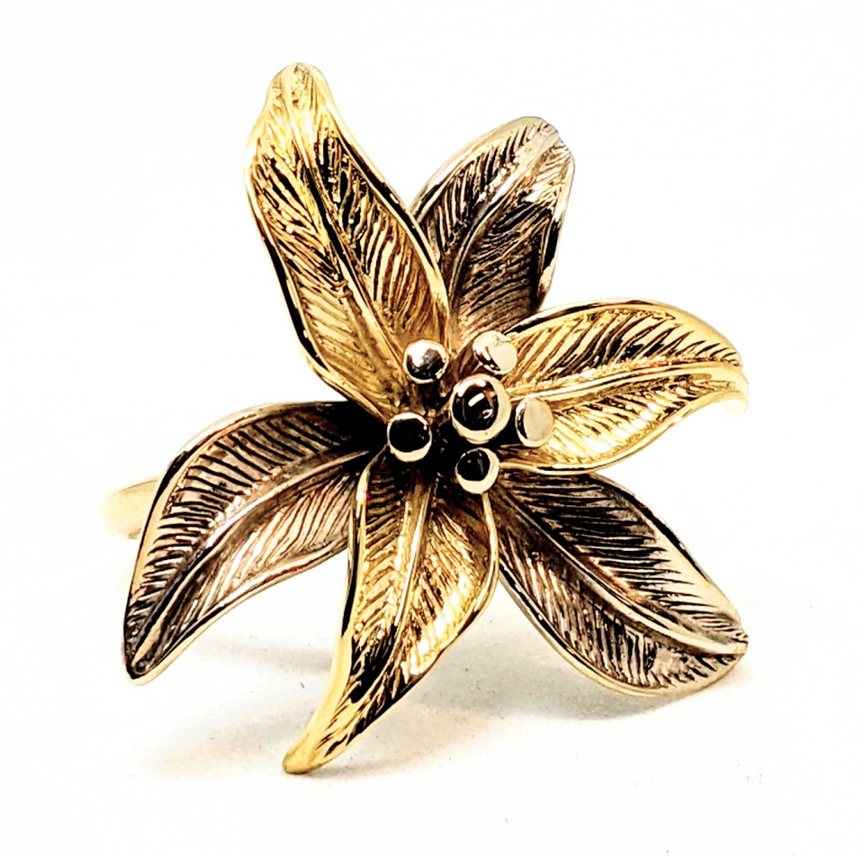 Bague en or 14K, fleur - BG0219 - Divers
