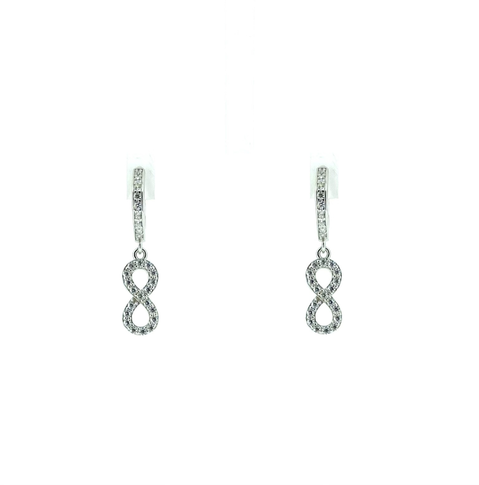 Boucles d'oreilles pour femme en argent 925, cubic zirconium, infini