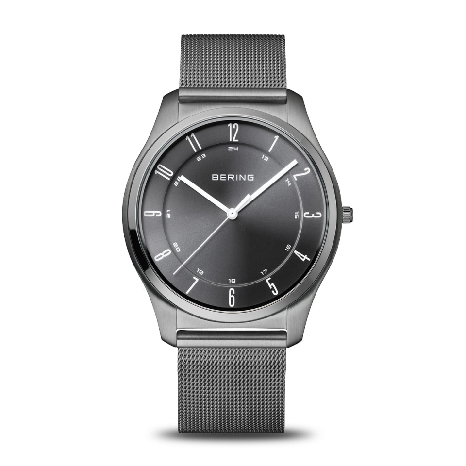 Montre pour homme en stainless, bracelet de mèche, verre saphir, 3ATM - 18340-377 - Bering