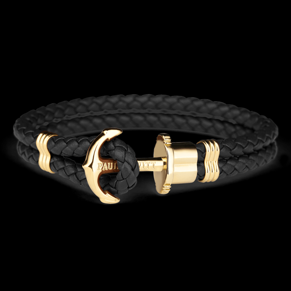 Bracelet cuir / stainless double, ancre - PH-PH-L-G-B-M - Paul Hewitt