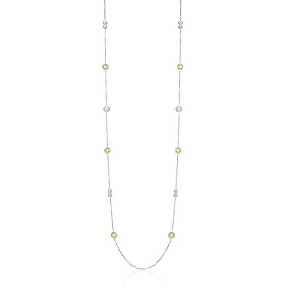 Collier pour femme en argent 925, perles d'eau douce, zircons - R0LBPT954F - ELLE
