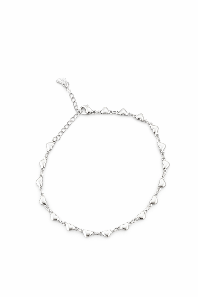 Chevillère pour femme en stainless, coeurs - CHEV-NATH006-W - Nathalie Belanger