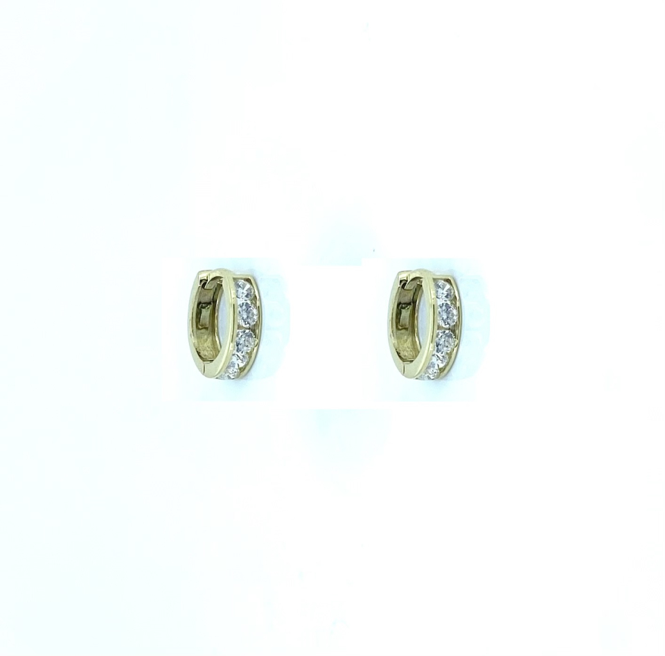 Boucles d'oreilles pour enfant en or 10k, cubic zirconium, huggies