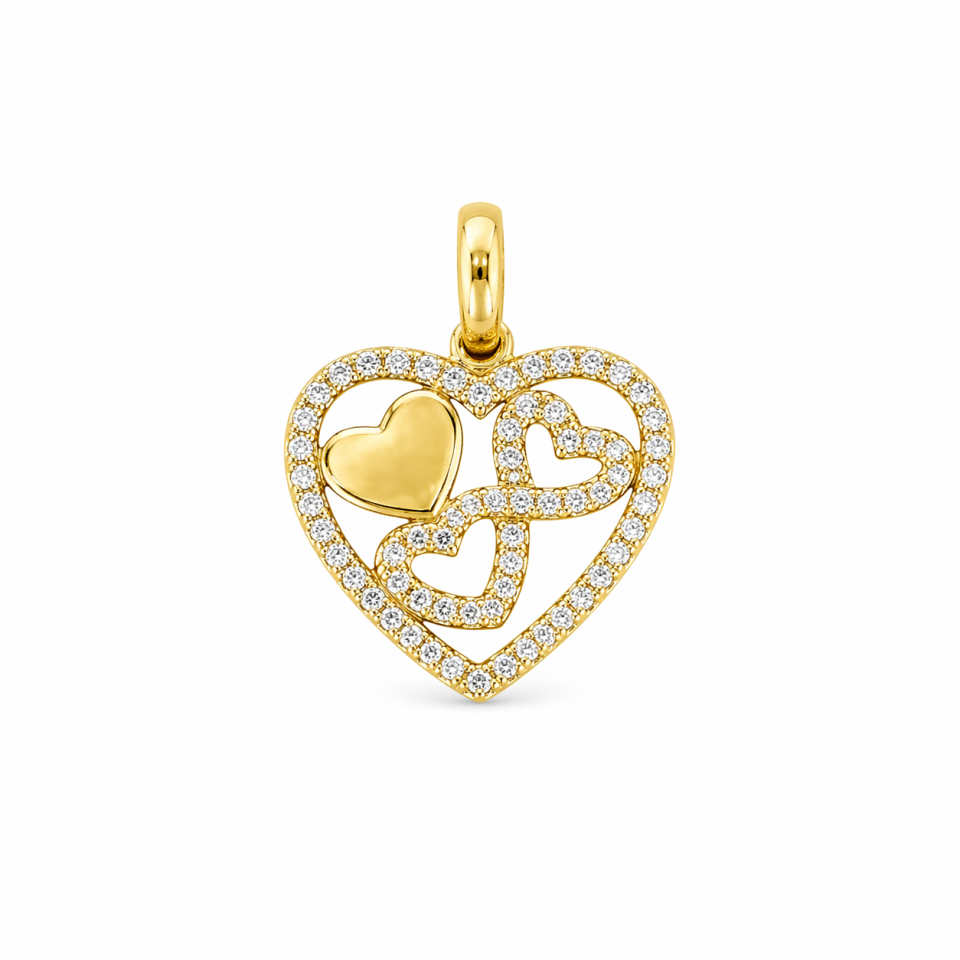 Pendentif pour femme en or 10k, cubic zirconium, coeur - PD408 - Mabensa