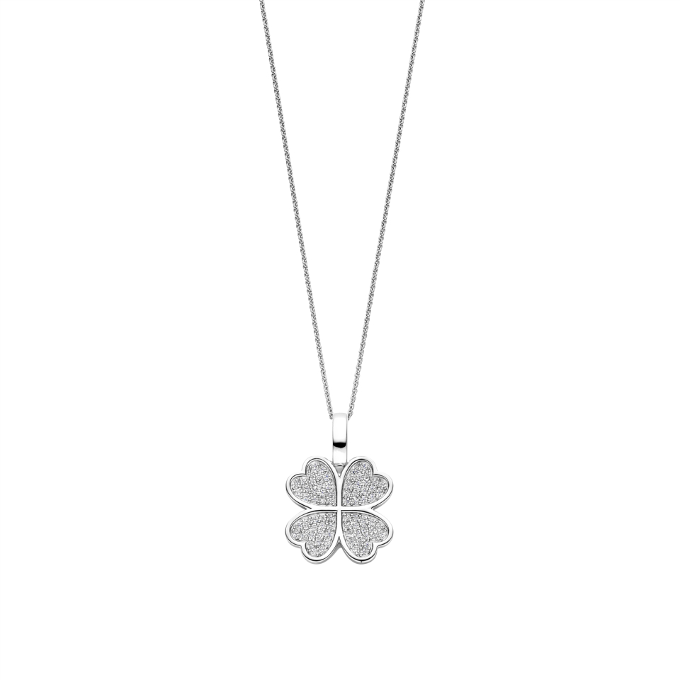 Pendentif pour femme en argent 925, cubic zirconium, trèfle à 4 coeurs - 6856ZI - Ti Sento Milano