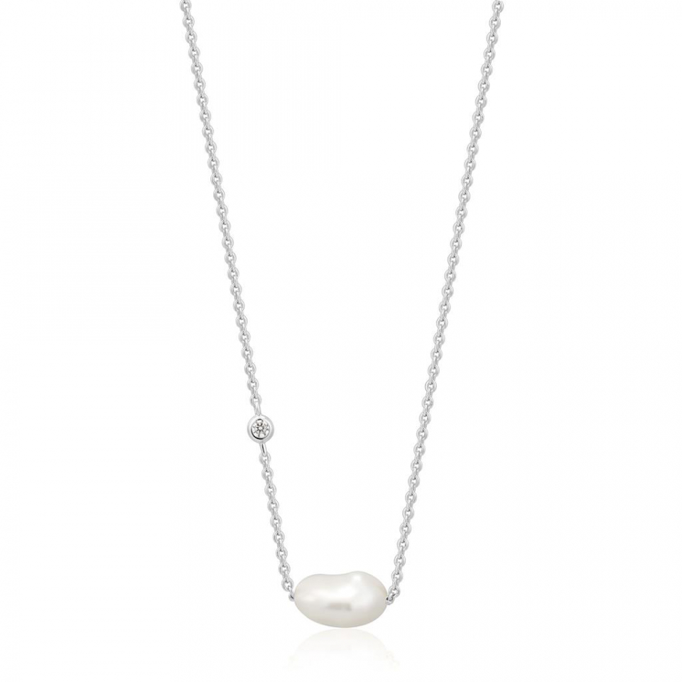 Pendentif pour femme en argent 925, cubic zirconium, perle - N019-02H - Ania Haie