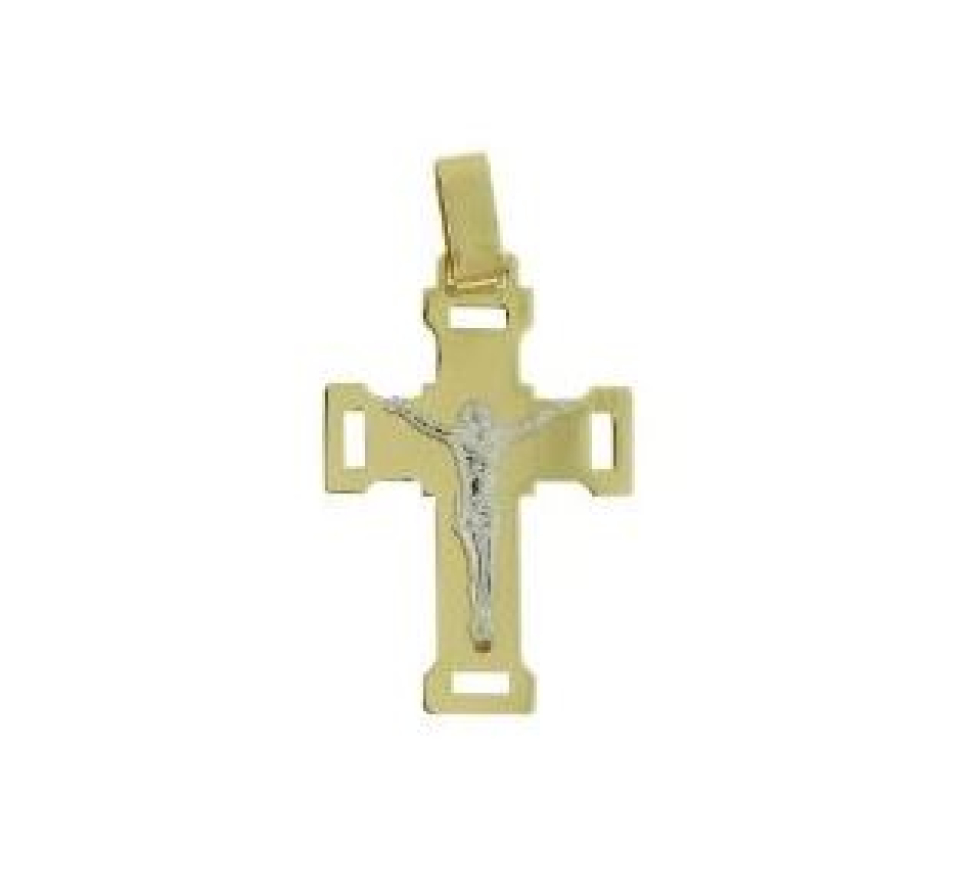 Pendantif or 10K, croix avec jésus