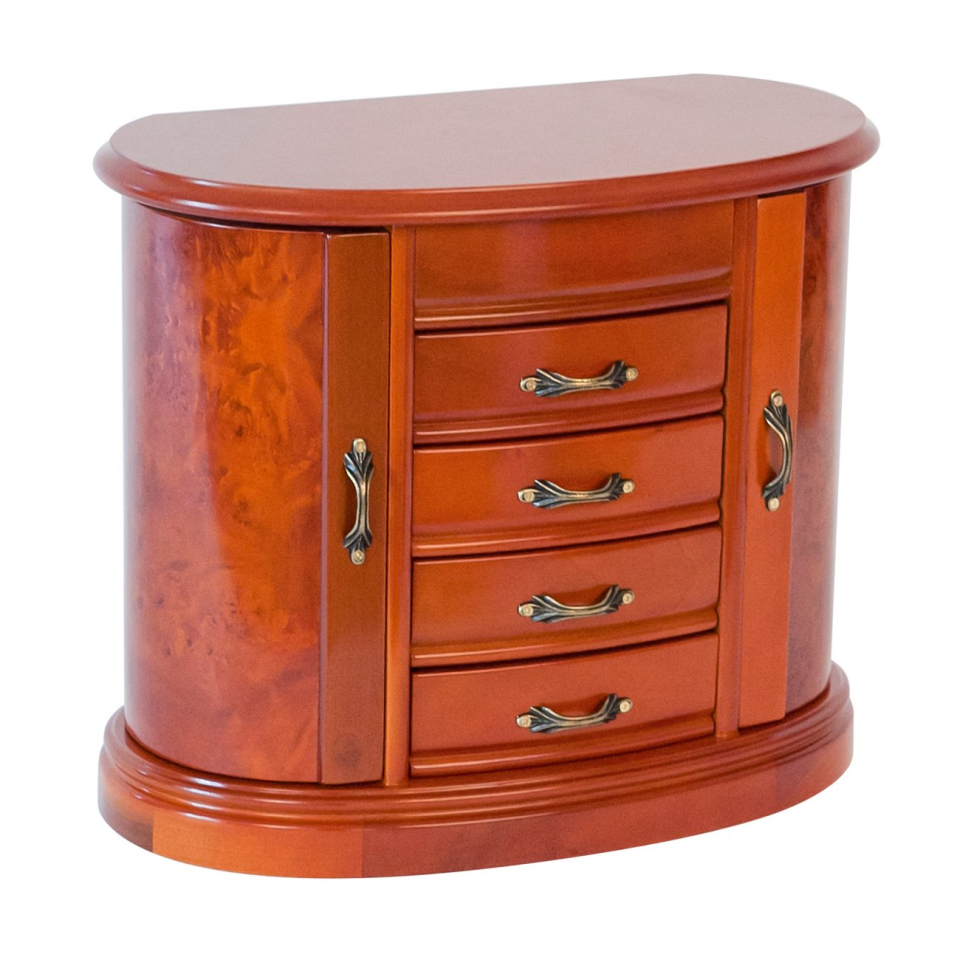 Coffre à bijoux pour femme en bois, miroir - 00337S13 - Gunther Mele