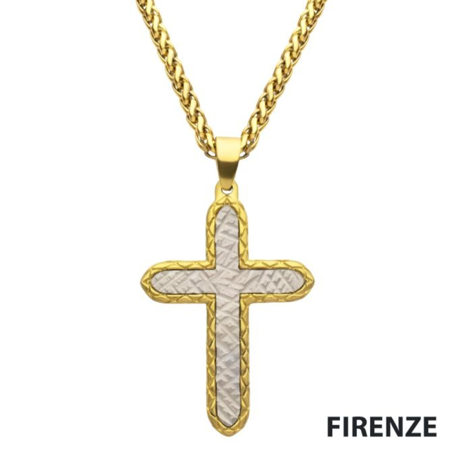 Pendentif pour homme en stainless, croix - SSP661GPNK - Inox