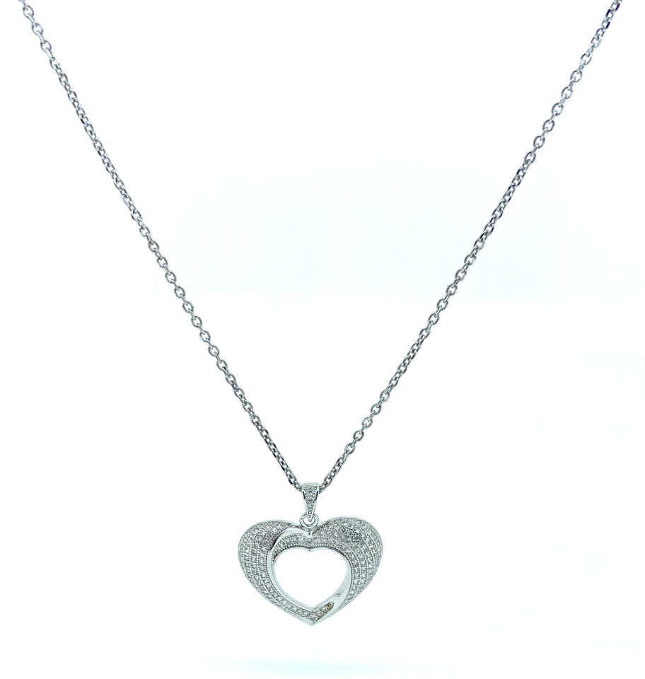 Pendentif pour femme en argent 925, cubic zirconium, coeur - PD429 - Divers