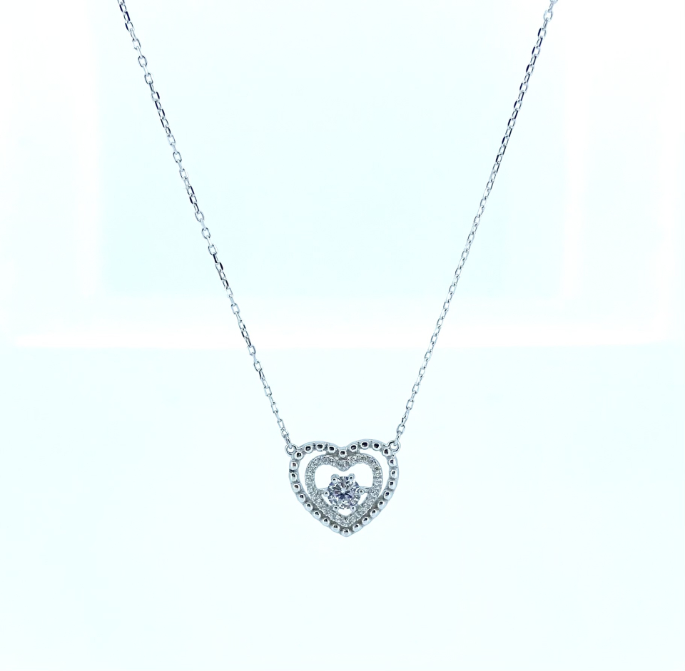 Ensemble de pendentif et boucles d'oreilles pour femme en argent 925, coeurs, cubic zirconium - SETDGN0923 - Danny's silver